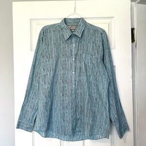 Cappuccino collection Teal Striped Button Down Shirt
